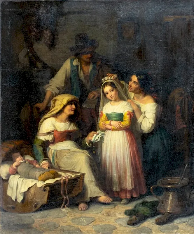 Preparing for her First Communion - Louis Brüls - 1859