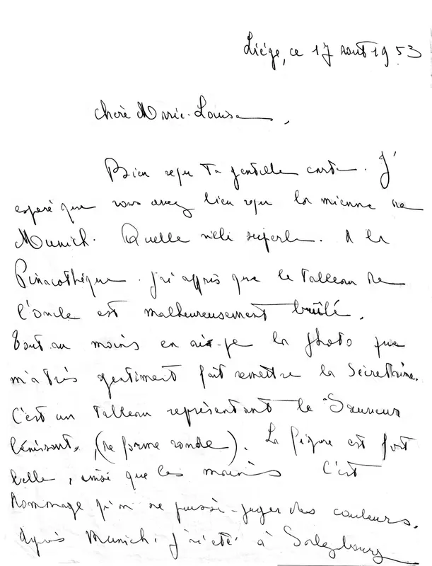 Jacques Dufrasne note dated 17 August 1953