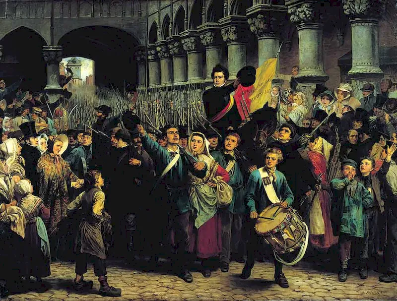 Le départ des volontaires liégeois pour Bruxelles en 1830- Charles Soubre - 1878